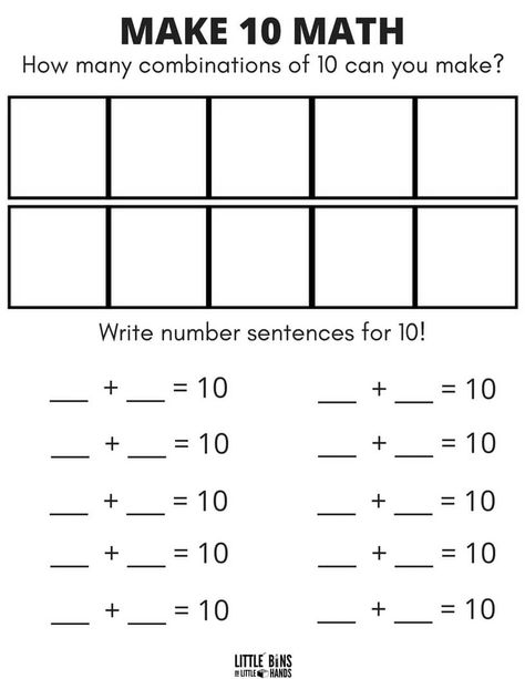 Ten Frame Math Activity with Duplo {Free Printable Sheets} Ten Frames Kindergarten, Ten Frame Activities, Kindergarten Math Free, Worksheet For Kindergarten, Kindergarten Math Games, Math Centers Middle School, Making Ten, Algebraic Thinking, Math Intervention