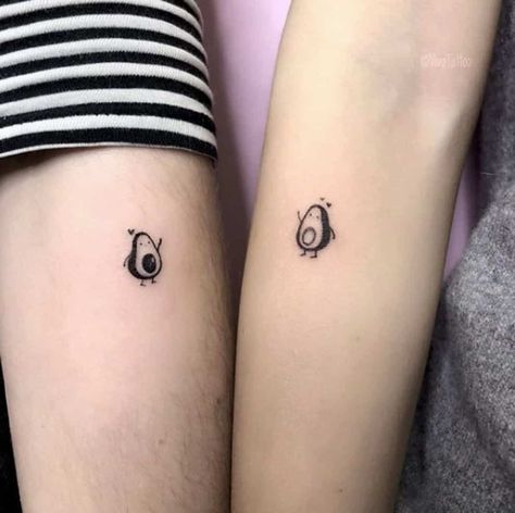 Small Funny Tattoos 12 Avocado Tattoo, Couple Tattoos Love, Cute Tattoos On Wrist, Couples Tattoos, Cute Couple Tattoos, Small Couple Tattoos, Bestie Tattoo, Sister Tattoo, Sibling Tattoos