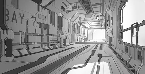 Spaceship Interior Concept Art, Scifi Corridor, Scifi Environment, Scifi Interior, Interior Concept Art, Spaceship Interior, Cyborgs Art, Surface Modeling, Sci Fi Environment