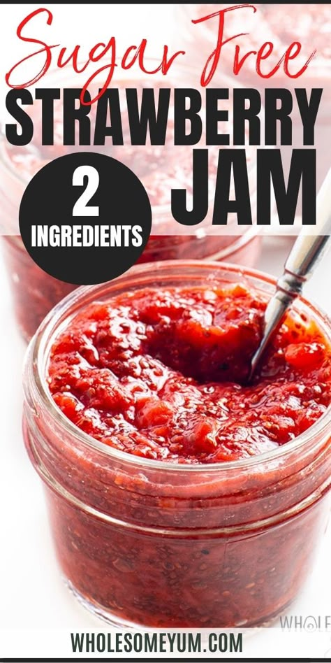 Sugar Free Jelly, Keto Jam, Sugar Free Jam Recipes, Sugar Free Strawberry Jam, Making Jam, Sugar Free Jam, Strawberry Jam Recipe, Jam Recipes Homemade, Home Canning Recipes