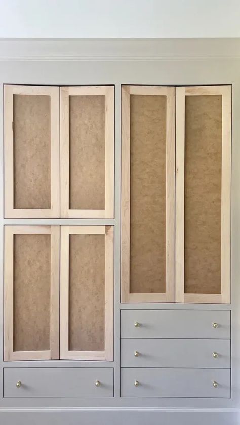 Ikea Pax Built In Bookcase, Built In Drawers And Shelves, Pax Living Room Built Ins, Ikea Built In Closet Pax Wardrobe, Ikea Wardrobe Hacks Diy, Turn A Closet Into A Built In Cabinet, Ikea Pax Trim, Making A Closet In A Room, Custom Pax Wardrobe