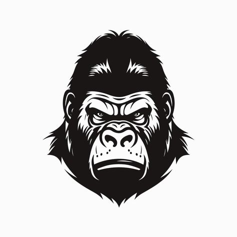 Gorilla Outline Tattoo, Gorilla Face Drawing, Gorilla Head Tattoo, Gorilla Stencil, Gorilla Vector Logo, Monkey Logo, String Art Diy, Mascot Design, Islamic Images