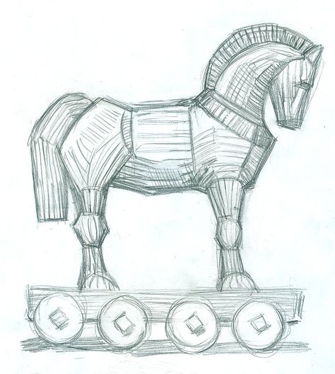 Trojan horse - pencil by jacktzekov on deviantART Troy Horse, Horses Images, Chalkboard Drawings, Horse Sketch, Idee Cricut, Trojan Horse, Ancient Greek Art, Ancient Mythology, Wooden Horse