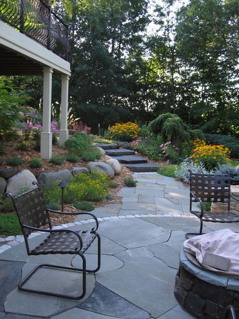 Under Deck Landscaping, Walkout Basement Patio, Basement Patio, Patio Under Decks, Deck Landscaping, Under Deck, Outdoor Living Space Design, Sloped Yard, Under Decks