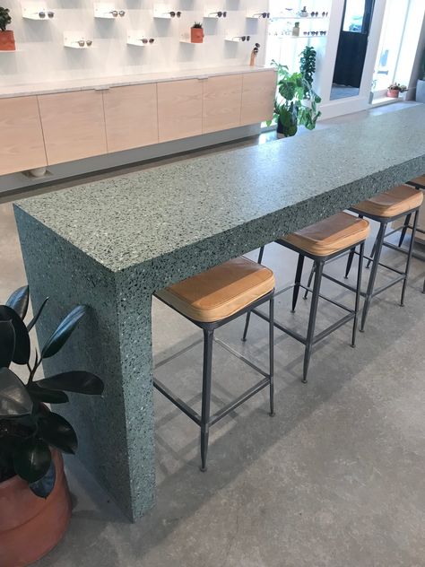 Terrazzo Masters Terrazzo Counter, High Table, Kitchen Inspirations, Countertops, Breakfast Bar, Mural, Furniture, Color, Home Decor