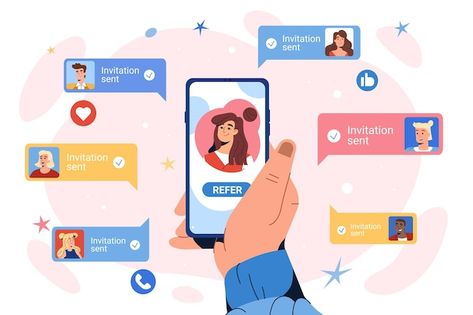 Free vector refer a friend concept. flat... | Free Vector #Freepik #freevector #invite-friends #refer-earn #refer-a-friend #referral-program Program Icon, Friend Referral, Family Vector, Referral Marketing, Refer A Friend, Marketing Concept, Marketing Program, Referral Program, Invite Friends