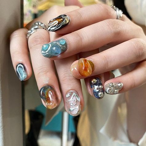 Solar System Nails, Japan Nail, Fire Jewelry, Mens Nails, Stylish Nails Designs, Grunge Nails, Pretty Gel Nails, Kawaii Nails, Nails Desing