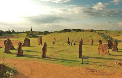 Ham Hill Country Park: Commemorative Millennium Ham Stone Circle, Somerset, England Yeovil Somerset, Town And Country Magazine, Mystical Places, Jurassic Coast, Event Poster Design, Country Park, Sacred Stones, Event Poster, Hill Country