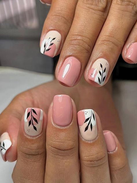 Multicolor  Collar   Plants Color Nails Embellished   Beauty Tools Short Acrylic Nails Squoval Spring, Short Square Acrylic Nails Designs Simple, Dance Nails, Hawaii Nails, Nail Combos, Nail Short, Unghie Nail Art, Nagel Tips, Nail Type