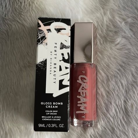 Fenty  Gloss Bomb Cream Color Drip Lip Cream Fenty Beauty Cream Gloss, Fenty Beauty Lip Gloss Cream, Fenty Lip Gloss, Red Rose Drawing, Fenty Gloss, Creamy Color, Cream Aesthetic, Lips Shades, Cute Tumblr Pictures