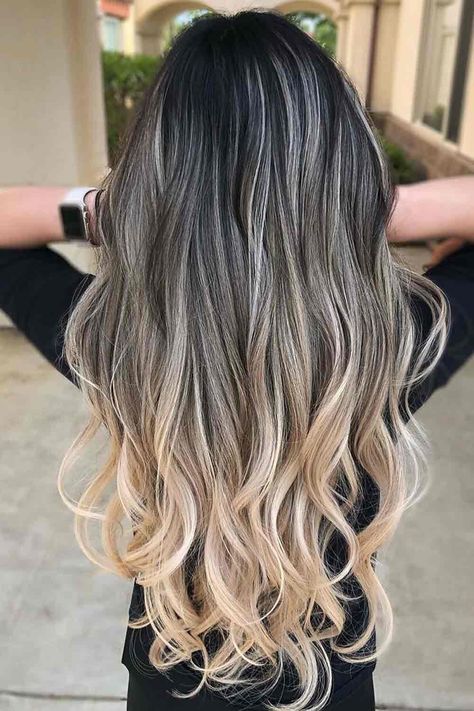 48 Fantastic Dark Blonde Hair Color Ideas | LoveHairStyles.com Brown To Blonde Balayage Extensions, Hombre Blonde Hair Dark Roots, Dark Brown To Blonde Ombre Hair, Blonde With Dark Brown Roots, Blonde Melted Root Balayage, Balayage 2023 Trends, Hombre Hair Blonde Brown, Hair Melt Brown To Blonde, Ombre Hair Dark To Light