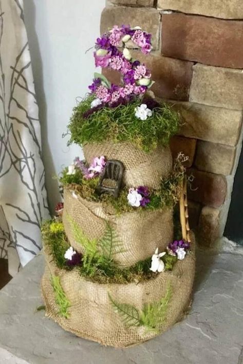 Fairy woodland theme diaper cake Fairy Diaper Cake, Fairy Woodland, Baby Shower Diaper Cake, Woodland Theme, Diaper Cake, Planter Pots, Baby Shower, Shower, Cake