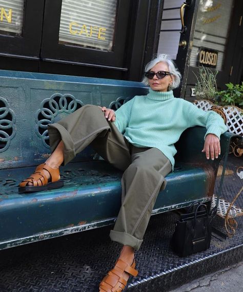 Grece Ghanem, Pastel Jacket, Blue Oxford Shirt, Zebra Shirt, Pink Trousers, Leopard Cardigan, Better Style, Advanced Style, Cooler Look