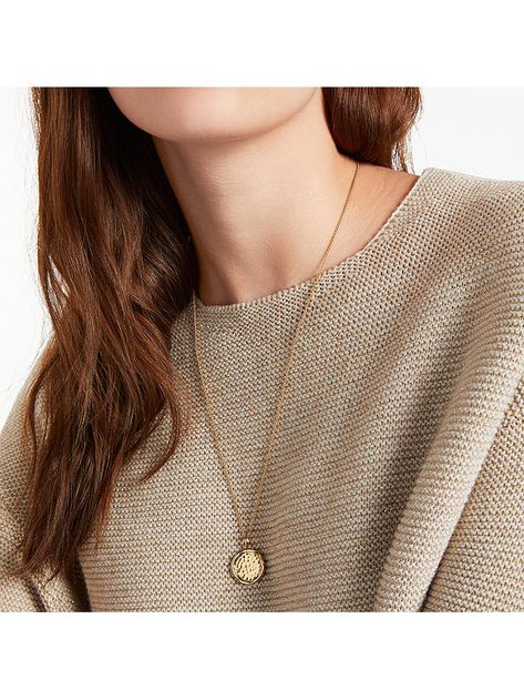 Modern Rarity Hammered Disc Pendant Necklace, Gold at John Lewis & Partners Holiday Jewelry Ideas, Chevron Necklace, Pendant Necklace Gold, Tiny Earrings, Disc Pendant, Long Pendant Necklace, Holiday Jewelry, Long Pendant, Gold Pendant Necklace