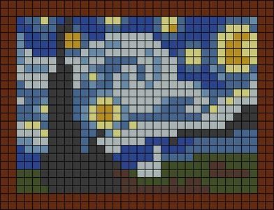 Alpha Pattern, Friendship Bracelet, Van Gogh, Cross Stitch Pattern, Stitch Pattern, Pixel Art, Starry Night, Mosaic, Bracelet