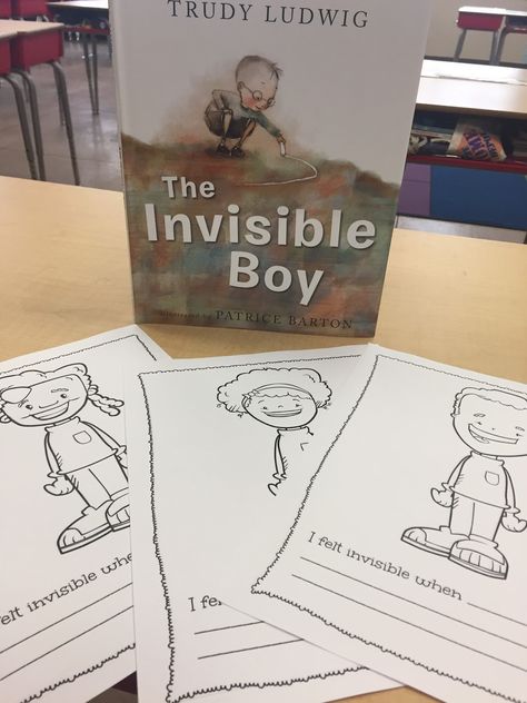 The Invisible Boy: A reflection activity for Kindness Week. Antibullying Ideas, The Invisible Boy Activities, Book Reflection, Community Circle, Reflection Activity, Boy Activities, The Invisible Boy, Kindness Counts, Book Buddies