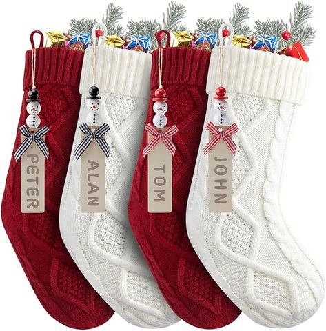 Snowman Name, Socking Stuffers, Stockings With Names, Tree Family, Christmas Stocking Holders, Easy Christmas Gifts, Diy Snowman, Knit Stockings, Hanging Stockings