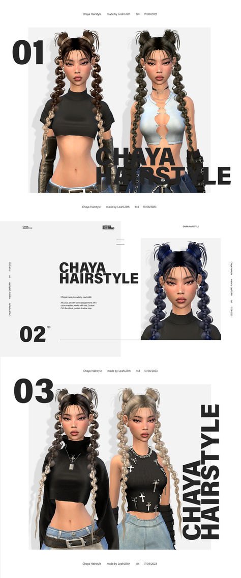 A direct link to the pictured custom content made by LeahLillith! #thesims4 #thesims #thesims4cc #sims4cc #simscustomcontent #sims4customcontent #sims4customcontent Sims 4 Cc Finds Hair, Sims 4 Black Hair, Y2k Hair, Y2k Hairstyles, Pelo Sims, Free Sims 4, Sims 4 Body Mods, Sims 4 Cc Skin, Sims 4 Expansions