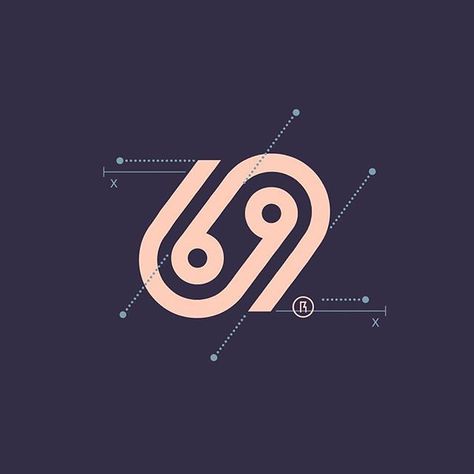 69 Number Logo Design by @kerovec_roko . Haha Logo Typo, Creative Business Logo, Identity Design Inspiration, Typo Design, Logo Number, Anniversary Logo, Online Logo, Professional Logo Design, Logo Mark