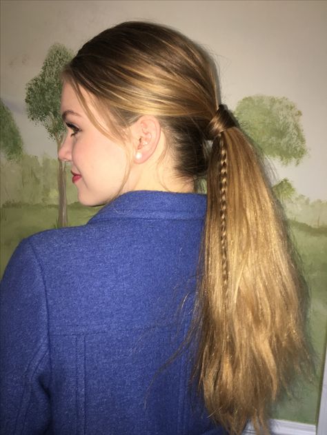 Easy pony tail braid for school Long Hair hairstyle Braid For School, Tail Braids, Simple Ponytails, School Hairstyles, Hair Stuff, Braided Ponytail, Hairstyles For School, Long Hair, Dreadlocks