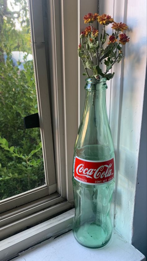 #vintage coca cola #bottle #driedflorals flowers #aesthetic Flowers In Coke Bottles, Coke Bottle Aesthetic, Cola Bottle, Cocacola Aesthetic Vintage, Glass Soda Bottles Aesthetic, Glass Coke Bottle Ideas, Coco Cola Aesthetic, Coke Cola Aesthetic, Coke Bottle Decor