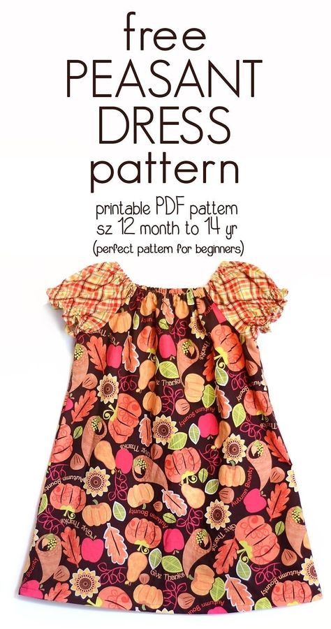 Peasant Dress Pattern Free, Peasant Dress Tutorial, Peasant Dress Pattern, Peasant Dress Patterns, Girls Dress Pattern Free, Couture Bb, Diy Sy, Aktiviti Kanak-kanak, Sewing Kids Clothes