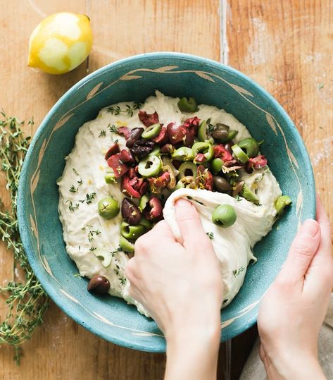 Sourdough Veggie Bouquet, Sourdough Filling Ideas, Sourdough Football Food, Sourdough Bread Fillings, Sourdough Bread Variations, What To Eat With Sourdough Bread, Sourdough Bread With Herbs, Olive Sourdough Bread Recipe, Feta Sourdough