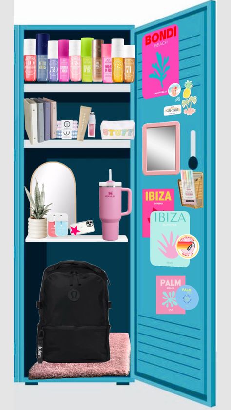 Preppy Locker Ideas, Locker Ideas Aesthetic, School Locker Ideas, Preppy Locker, Aesthetic Locker Decor, Aesthetic Locker, Locker Essentials, School Locker Organization, School Locker Decorations