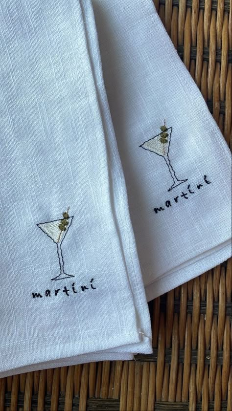 Embroidered Linen Napkins, Embroidered Cocktail Napkins, Embroidery Napkins, Embroidered Napkins, Table Set Up, Embroidered Linen, In Pairs, Negroni, Clean Machine