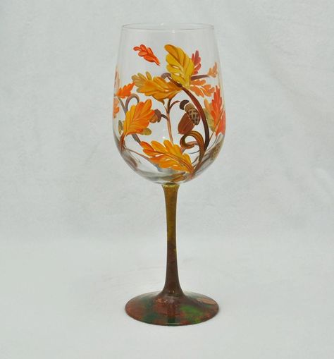 Personalized Hand Painted Glass and more ByBecca Pumpkin Painted Wine Glasses, Glass Painting Autumn, Thanksgiving Glasses, Fall Themed Painted Wine Glasses, Hand Painted Halloween Wine Glasses, Hand Painted Wine Glasses With Trees, Fundraising Crafts, Wine Images, Painting Butterfly