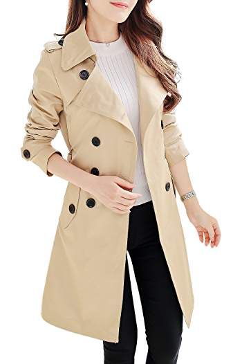 NANJUN Women's Double Breasted Trench Coat Chelsea Tailoring Overcoat Narrow Shoulders, Very Short Dress, Coat Classic, Overcoat Jacket, Double Breasted Trench Coat, Waterproof Coat, Rockabilly Dress, Cap Dress, Plus Size Maxi Dresses