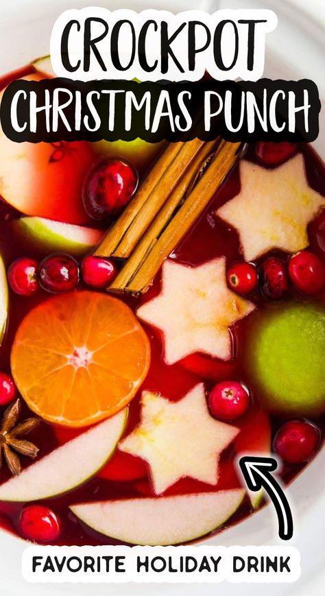 Slow Cooker For A Crowd, Hot Punch Recipe, Warm Christmas Drinks, Holiday Crockpot, Hot Christmas Drinks, Non Alcoholic Christmas Punch, Easy Christmas Drinks, Slow Cooker Drinks, Crockpot Drinks