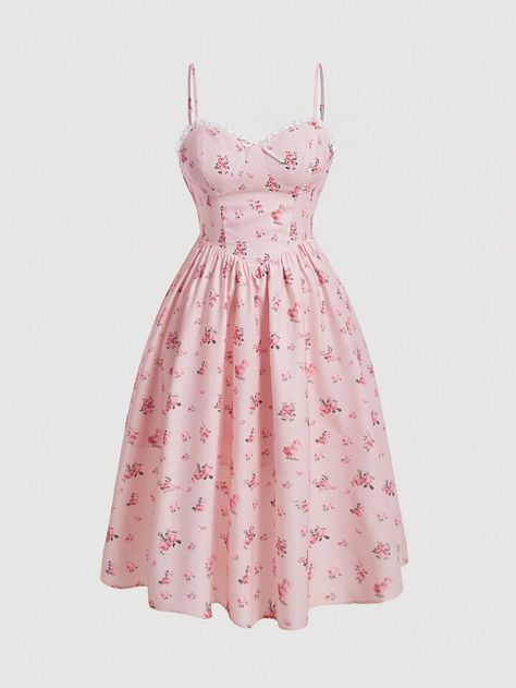 Free Returns ✓ Free Shipping✓. SHEIN MOD Plus Ditsy Floral Print Cami Dress- Plus Size Dresses at SHEIN. Sewing Practice, Ingenue Essence, Angelic Aesthetic, Cherry Blossom Dress, Kawaii Outfit Ideas, Pink Flower Dress, Vestido Plus Size, Vintage Wardrobe, Ditsy Floral Print