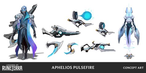 ArtStation - Aphelios Pulsefire Skins Characters, League Of Legends Characters, Magic Powers, New Gods, Riot Games, Shape Design, Game Character, Character Design Inspiration, Character Concept