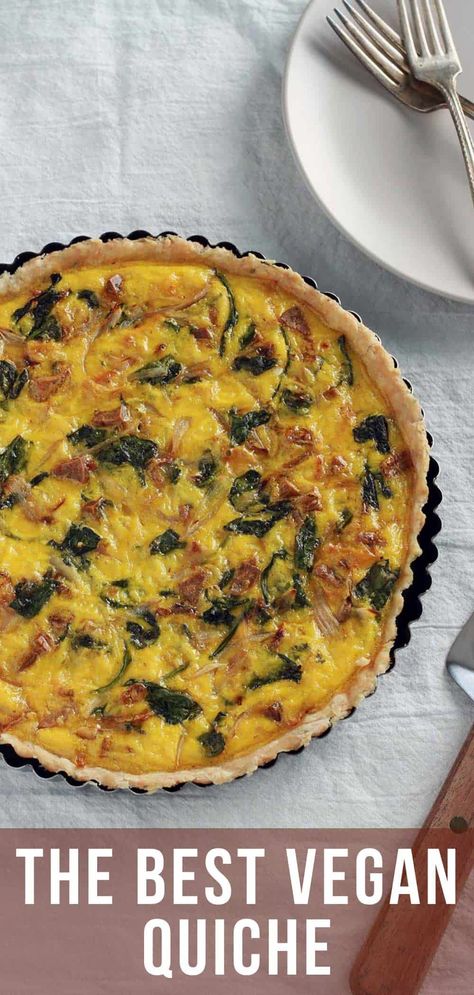 Vegan Breakfast Quiche Recipes, Plant Based Quiche, Vegan Just Egg Quiche, Quiche With Just Egg, Vegan Broccoli Quiche, Vegan Quiche Recipes Easy, Vegan Tofu Quiche, Egg Free Quiche, Easy Vegan Brunch Recipes