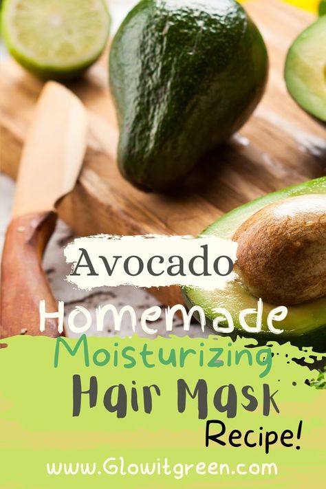 DIY a natural hair growth mask with soothing, moisturizing properties from Glowitgreen.com! Avocados are rich in fatty acids and have enormous benefits for the hair. Use this mask once a week, and don't forget to eat them too, to reap the rewards for smooth, soft, highly moisturized hair that can retain length and thickness! Avocado Hair Mask For Curly Hair, Avocado Mayo Hair Mask, Homemade Avocado Hair Mask, Hair Mask With Avocado, Olive Oil Hair Mask Deep Conditioner, Natural Hair Recipes, Aloe Vera Hair Mask, Moisturizing Hair Mask, Avocado Mask