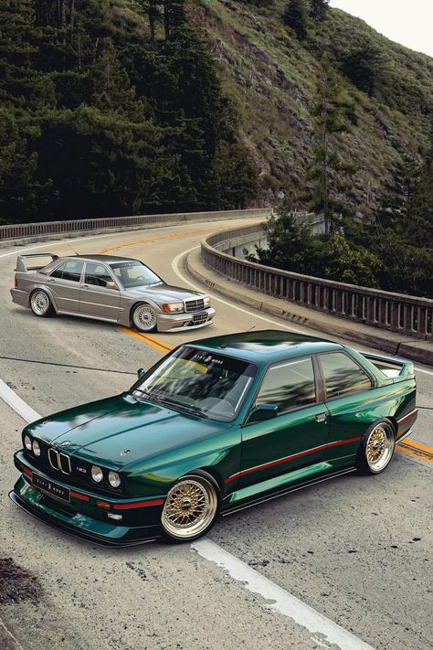 Highlighting the Mercedes 190 EVO II and BMW E30 M3, this pin celebrates two of the most iconic sports cars from Germany. Known for their roles in DTM racing, both cars boast exceptional performance and design. The 190 EVO II, with its striking aerodynamics, and the E30 M3, renowned for its handling and engine, set benchmarks in the automotive world. A nod to a time when rivalry on the track led to some of the most exciting developments in car engineering. Bmw Artwork, 190 Evo Ii, Mercedes 190 Evo, Car Engineering, Serie Bmw, Mobil Bmw, Bmw E21, Mercedes 190, E30 M3