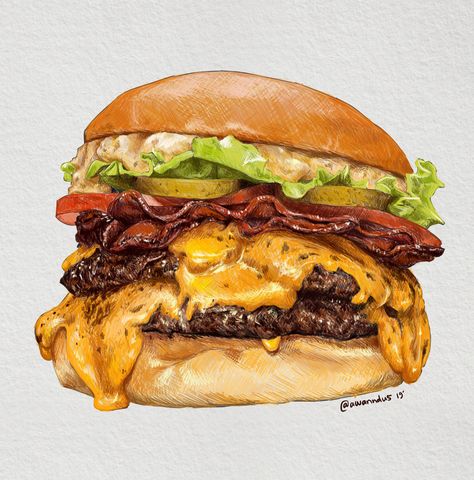 Delicious Burger Colored Pencils Tutorial “Traditional Style #2” by AwanNdus - CLIP STUDIO TIPS Colored Pencils Tutorial, Burger Painting, 귀여운 음식 그림, Foodie Art, Food Artwork, Food Sketch, Food Cartoon, Art Clip, Food Illustration Art