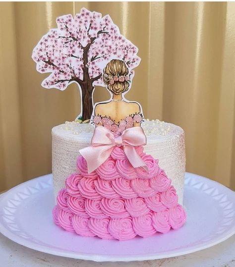 Simple Cake Designs For Girl, Barbie Cake Designs, Stylish Cake, Barbie Doll Birthday Cake, Pink Cake Toppers, Cake Designs For Girl, Diy Cake Topper Birthday, Doll Birthday Cake, Birthday Cake Decorating Ideas