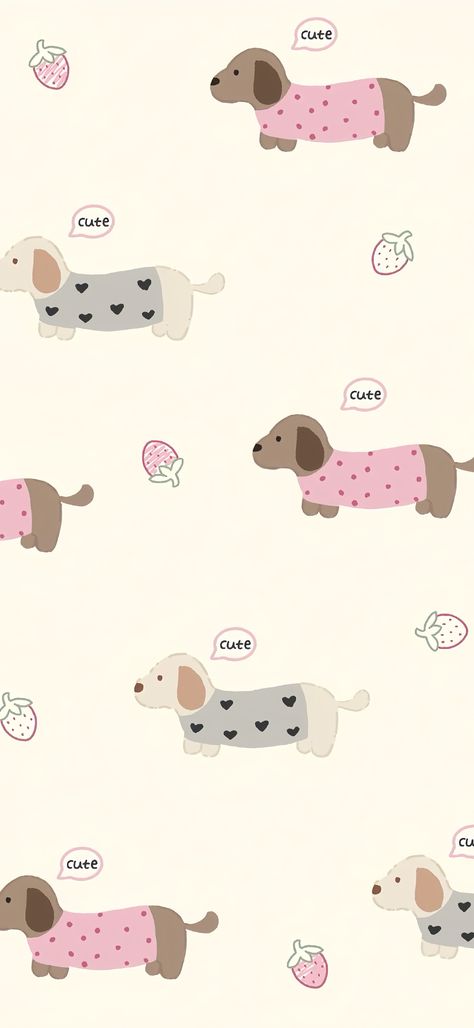 Wallpaper Iphone Dog, Puppy Wallpaper Drawing, Aesthetic Dog Wallpaper Cartoon, Dog Doodle Wallpaper, Pet Wallpaper Illustration, Dog Illustration Wallpaper Iphone, Dogs Pink Aesthetic, Dog Pattern Wallpaper, Dog Animation