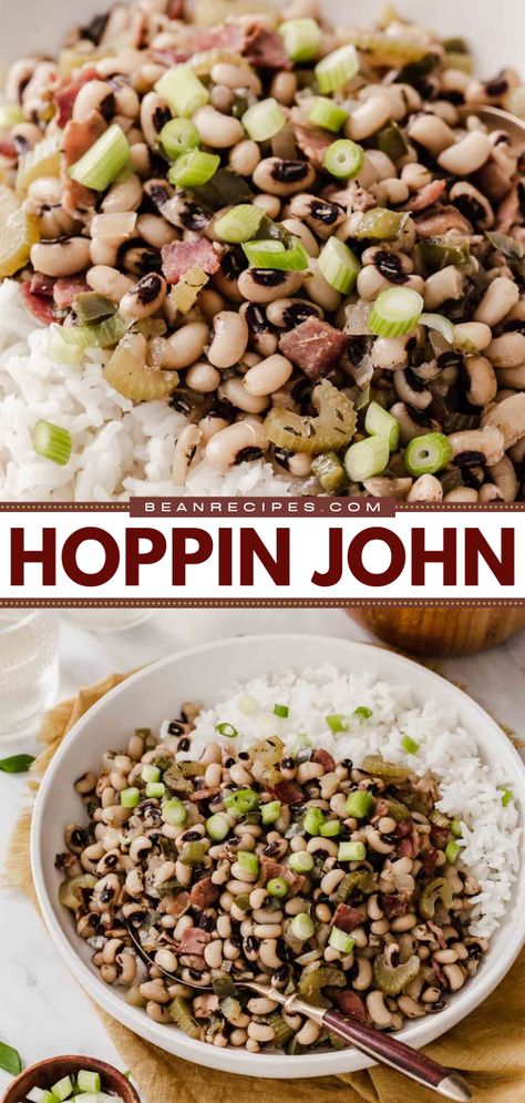 Looking for the best dinner ideas for the family? This Hoppin John is super easy and is made all in one pot. Serve a scoop over rice and enjoy. Add this to your favorite weeknight dinner recipes! Bean Dinner, Peas Bacon, Easy Bean Recipes, Hoppin John Recipe, Healthy Main Meals, Chicken Stock Recipe, Hoppin John, Homemade Dinner Recipes, Weeknight Dinner Recipes Easy