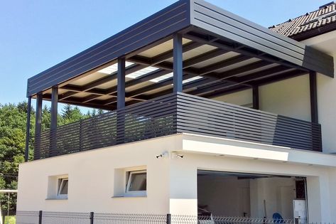 Railings Design For Terrace, Balcony Roofing Ideas, Balcony Roof Ideas Terraces, House Terrace Design Balconies, Roof Balcony Design, Ballastrades Outdoor, Modern Home Balcony Design, Roof Terrace Railings, Grill Terrace Design