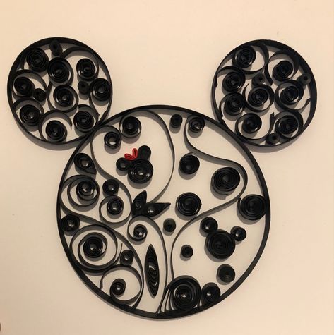 Mickey Mouse, Disney inspired with Minnie Paper Quilling Mickey Mouse, Quilling Mickey Mouse, Quilled Mickey Mouse, Disney Quilling Patterns, Disney Paper Quilling, Disney Quilling, Quilling Disney, Quilling Artwork, Quilling Letters