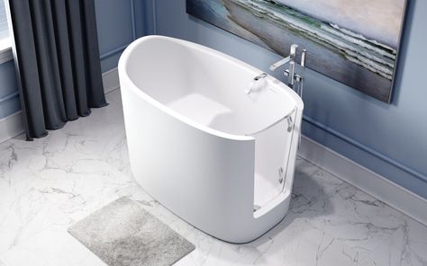 Walk-In Tub | Kitchen & Bath Design News Walk In Tub Shower, Walk In Tub, Square Bathtub, Bathtub Pictures, Deep Bathtub, Freestanding Tubs, Shower Tub Combination, Small Bathtub, Stone Bathtub