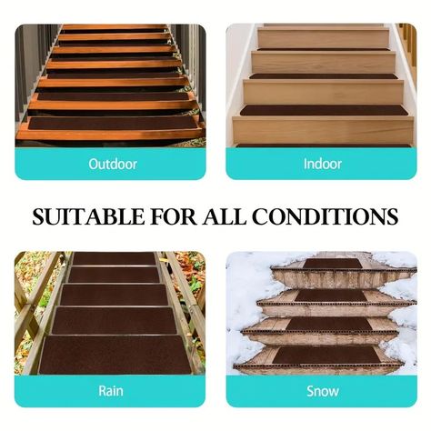 Non slip Outdoor Stair Treads Anti skid Adhesive Strips - Temu Canada Carpet Treads, Stair Mats, Outdoor Stairs, Stair Parts, Glow In Dark, Stair Steps, Stair Treads, Skateboard Decks, Good Grips