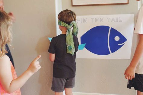 O-Fish-Ally The Big One | CatchMyParty.com Fishing Birthday Party Ideas, Fall Carnival Games, Luca Birthday, Fishing Themed Birthday Party, Birthday Fishing, Shark Themed Birthday Party, Fishing Birthday Party, O Fish Ally, First Birthday Games