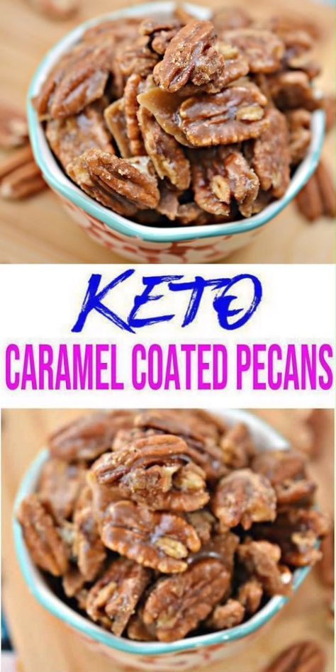 Keto Caramel Pecans Keto Pecans, Keto Candied Pecans, Coated Pecans, Dolce Poche Calorie, Keto Caramel, Desserts Keto, Postre Keto, Keto Candy, Low Carb Snack