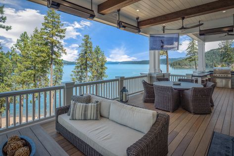 Lake House - Transitional - Deck - San Francisco - by Fautt Homes | Houzz River Deck Design, Outdoor Kitchen On Second Story Deck, Kitchen Deck Ideas, Outdoor Kitchen Deck, Lake House Deck, Grey Deck, Second Story Deck, Deck Pictures, Concrete Contractor