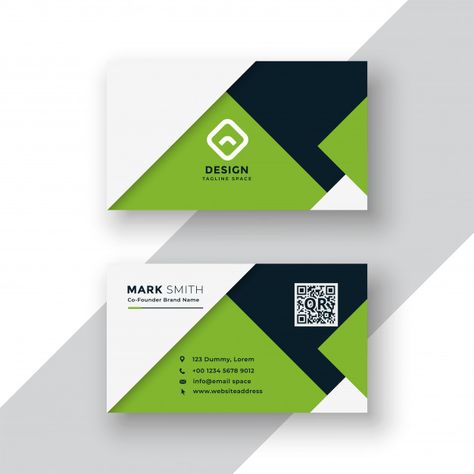 Elegant green geometric business card design Free Vector |  #Freepik #freevector #business-card #business #abstract #card Green Business Card Design, Visiting Card Templates, Free Business Card Design, Coral Draw, Unique Business Cards Design, Visit Card, Yellow Furniture, Naming Your Business, Name Card Design