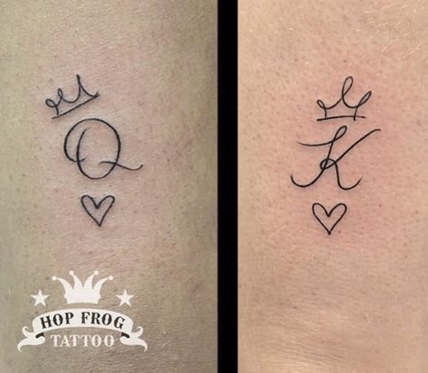 Queen Cards Tattoo, Queen Card Tattoo, King And Queen Cards, King Of Hearts Tattoo, Queen Tattoos, King Queen Tattoo, Tattoos Cool, Cards Tattoo, Queen Of Hearts Tattoo